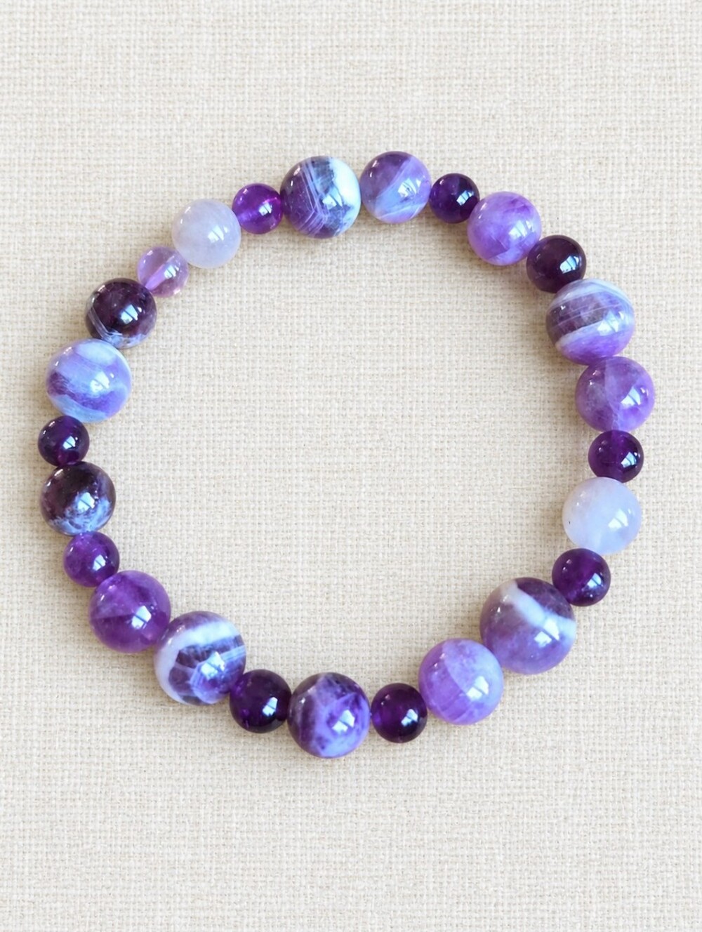 Amethyst Gemstone Bead Stretch Bracelet | Handmade